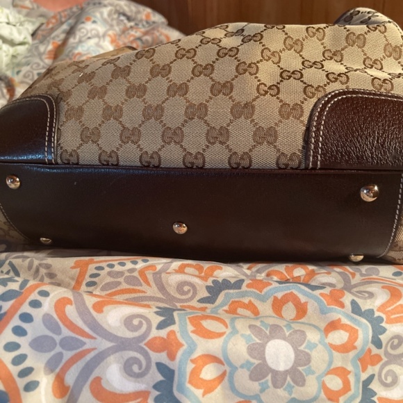 Gucci Beige and Dark Brown Logo Satchel - Picture 2 of 6